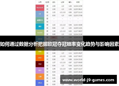 如何通过数据分析把握欧冠夺冠赔率变化趋势与影响因素